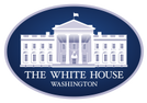 Blue and white logo of the White House.
